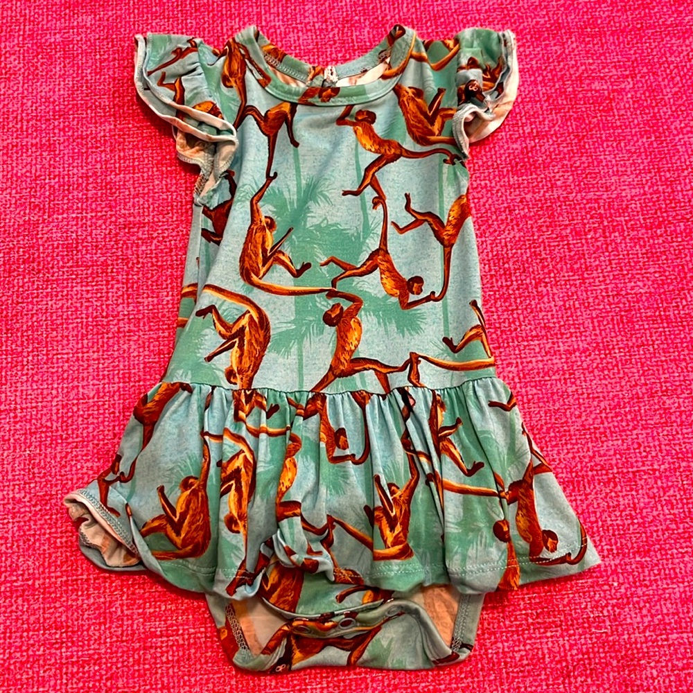 Little Bum Bums - Bums and Roses Monkey Skirted Onesie - Size 3-6 Months